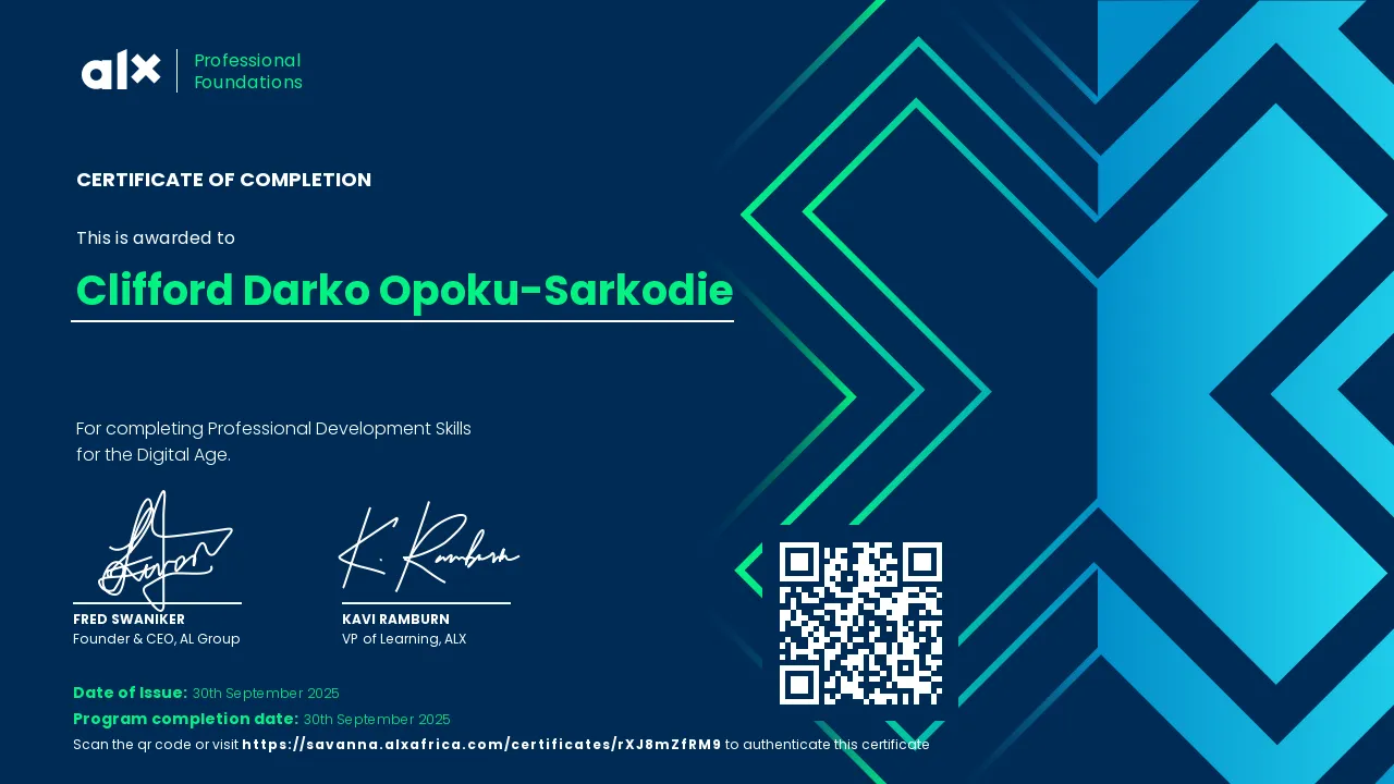 ALX Professional Foundations Certificate